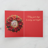 Bright Red Festive Poinsettia and Greenery Circle カード (内部)