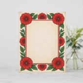 Bright Red Flowers & Frame Stationery Paper レターヘッド (スタンド正面)