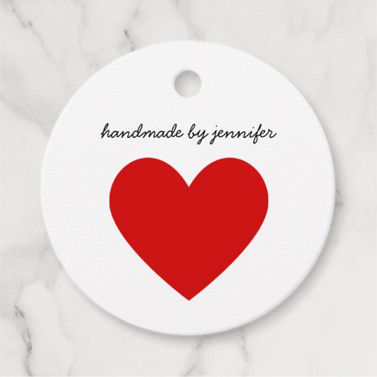 Bright Red I loveハート手作りネームカスタム フェイバータグ (正面)
