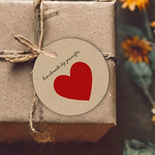 Bright Red I loveハート手作りネームカスタム フェイバータグ