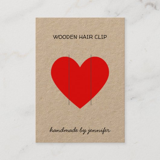 Bright Red I loveハート手作りヘアクリップホルダー 名刺 (正面)