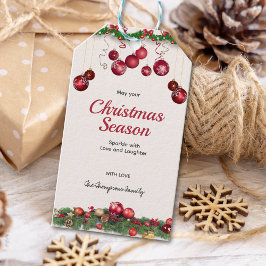 Bright Red Ornaments Modern Christmas ギフトタグ