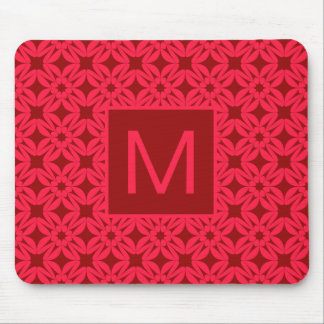 Bright Red Ornate Pattern Monogrammed マウスパッド