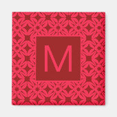 Bright Red Ornate Pattern Monogrammed マグネット (正面)