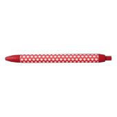 Bright Red Pen with Classy White Dot Pattern Style 黒ボールペン (正面)
