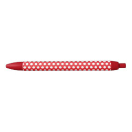 Bright Red Pen with Classy White Dot Pattern Style 黒ボールペン