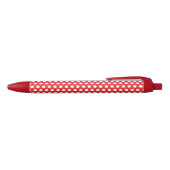 Bright Red Pen with Classy White Dot Pattern Style 黒ボールペン (トップ)