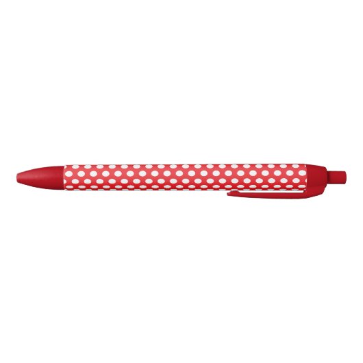 Bright Red Pen with Classy White Dot Pattern Style 黒ボールペン (ボトム)