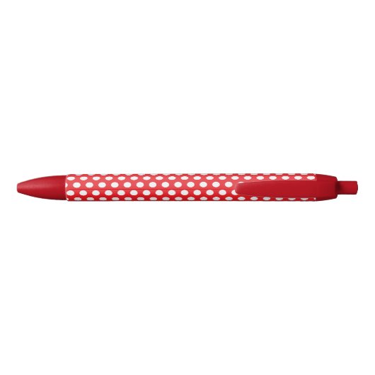 Bright Red Pen with Classy White Dot Pattern Style 黒ボールペン (裏面)