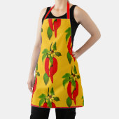 Bright Red Peppers Green Leaves on the Vine  エプロン (インサイチュ)