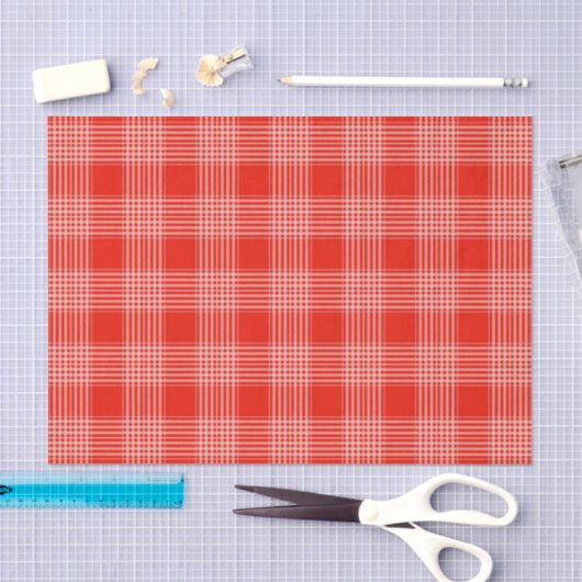 Bright Red Plaid Pattern 薄葉紙 (クラフト)
