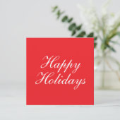Bright Red Plain Elegant Happy Holidays Card (スタンド正面)