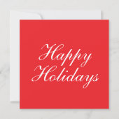 Bright Red Plain Elegant Happy Holidays Card (正面)