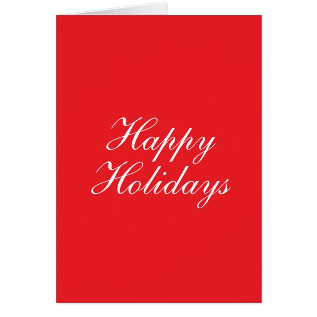 Bright Red Plain Elegant Happy Holidays Card (正面)
