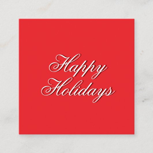 Bright Red Plain Elegant Happy Holidays Message エンクロージャーカード (正面)