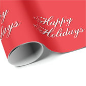 Bright Red Plain Elegant Happy Holidays Message ラッピングペーパー (ロールコーナー)