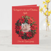 Bright Red Poinsettia and Greenery Circle カード (黄色い花)