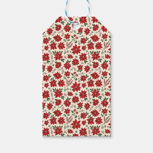 Bright Red Poinsettias ギフトタグ (正面)