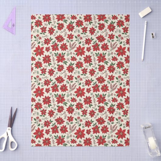 Bright Red Poinsettias 薄葉紙 (クラフト)