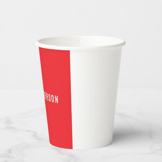 Bright Red Professional Plain Modern Elegant Name 紙コップ (左)