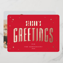 Bright Red Season's GreetingsレトロStars写真