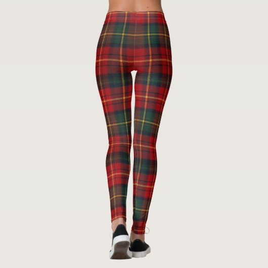 Bright Red Square Tartan Christmas Plaid レギンス (裏面)
