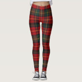 Bright Red Square Tartan Christmas Plaid レギンス (正面)