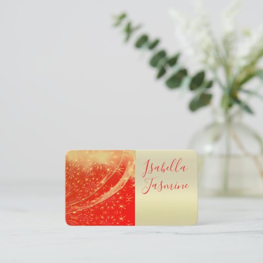 Bright Red, Stars, Wedding, Business card 名刺 (スタンド正面)