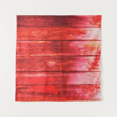 Bright red wood wall plank texture. Wood texture w タペストリー (正面(横))
