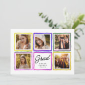 Bright Retro Grad Photo Collage Frames Graduation 案内状 (スタンド正面)
