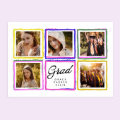 Bright Retro Grad Photo Collage Frames Graduation  案内状
