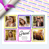 Bright Retro Grad Photo Collage Frames Graduation  案内状