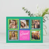 Bright Retro Graduate 5 Photo Collage Graduation  案内状 (スタンド正面)