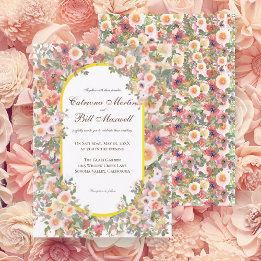 Bright Romantic Colorful Floral Wedding Invitation 招待状