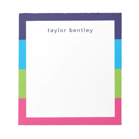 Bright Rugby ストライプパーソナライズされた Notepad ノートパッド (正面)