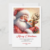 Bright Santa And Rudolph Merry Christmas Greeting  シーズンカード (正面)
