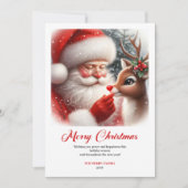 Bright Santa And Rudolph Merry Christmas Greeting  シーズンカード (正面)