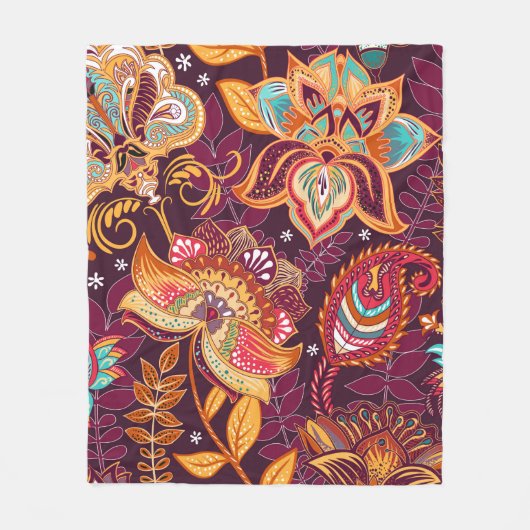Bright seamless pattern in paisley style. Colorful フリースブランケット (正面)