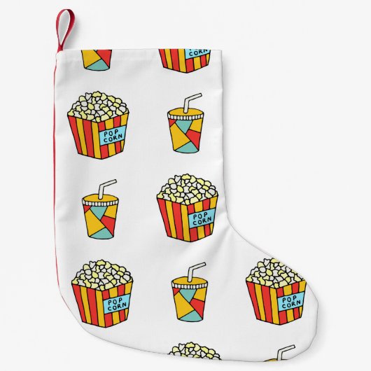 Bright seamless pattern with food for watching mov スモールクリスマスストッキング (正面)