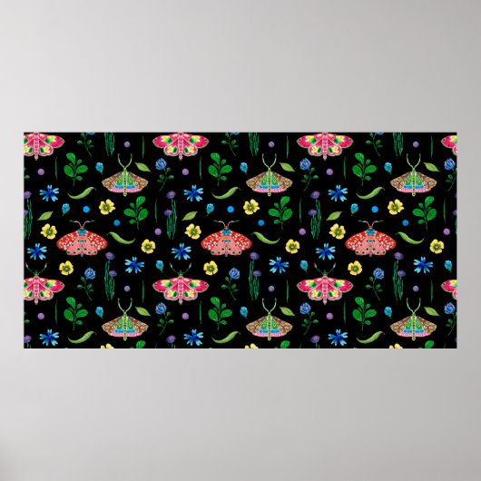Bright seamless pattern with multicolored butterfl ポスター (正面)