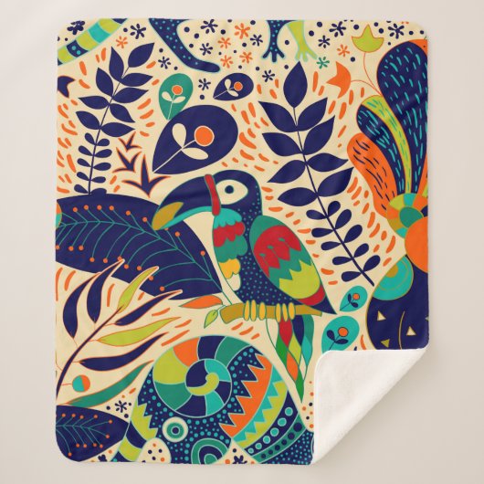 Bright seamless pattern. Yellow floral background. シェルパブランケット (正面)