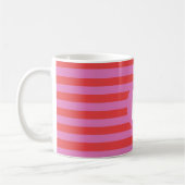 Bright Shades of Pink Striped Monogrammed コーヒーマグカップ (左)