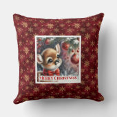 Bright snowy forest baby deer kids room decor   クッション (裏面)