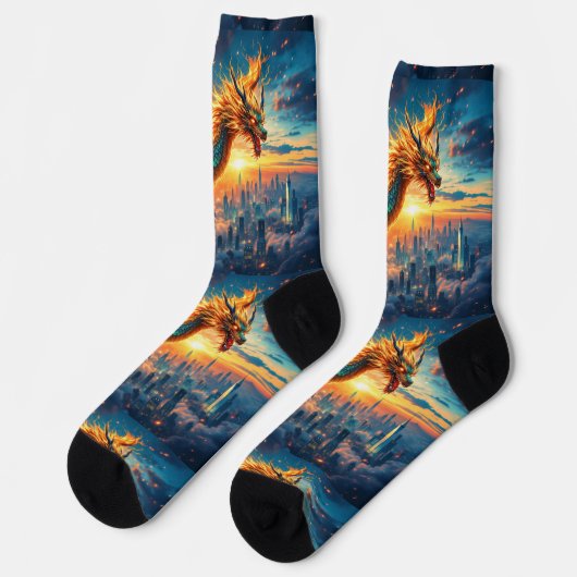 Bright Socks RANDOPIX Green Fire Dragon 0039513 ソックス (左)