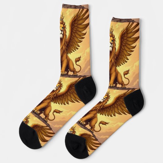 Bright Socks UNISEX Crowned Dragon Lion 0040754 ソックス (左)