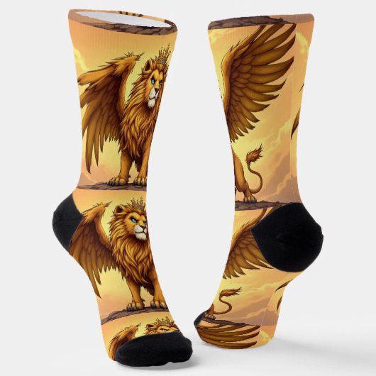 Bright Socks UNISEX Crowned Dragon Lion 0040754 ソックス (傾斜あり)