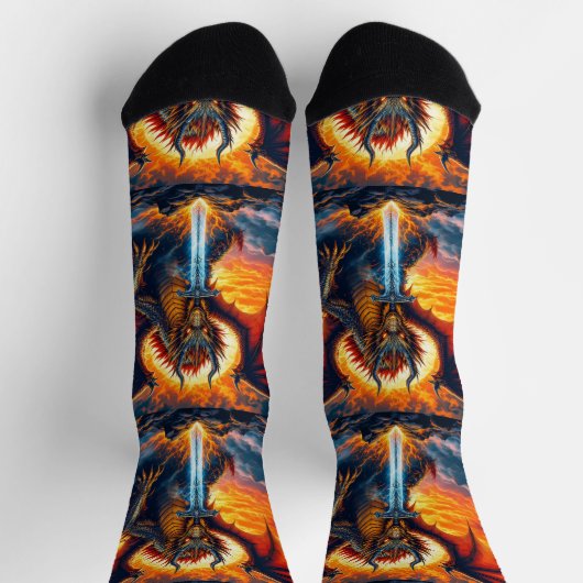 Bright Socks UNISEX Dragon With Sword 0040758 ソックス (上部)