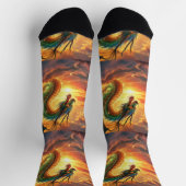 Bright Socks UNISEX Emerald Green Dragon 0040753 ソックス (上部)