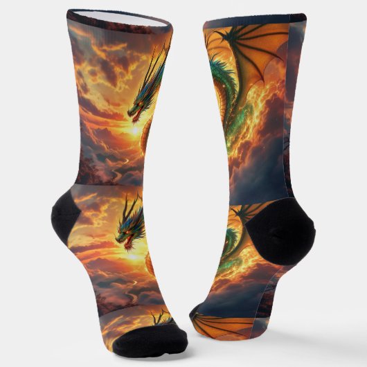 Bright Socks UNISEX Emerald Green Dragon 0040753 ソックス (傾斜あり)