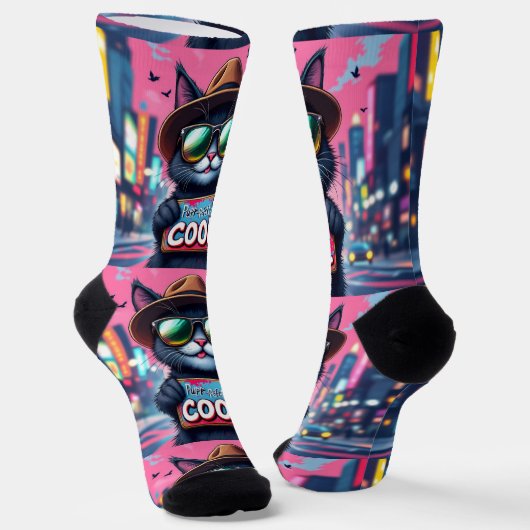 Bright Socks UNISEX Purr-fectly Cool Cat 0040755 ソックス (傾斜あり)